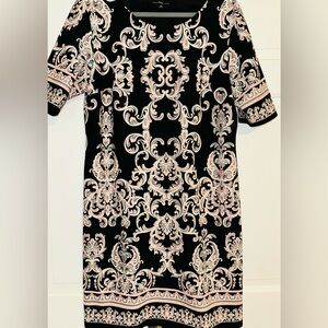 Elegant Black and Pink Patterned Dress